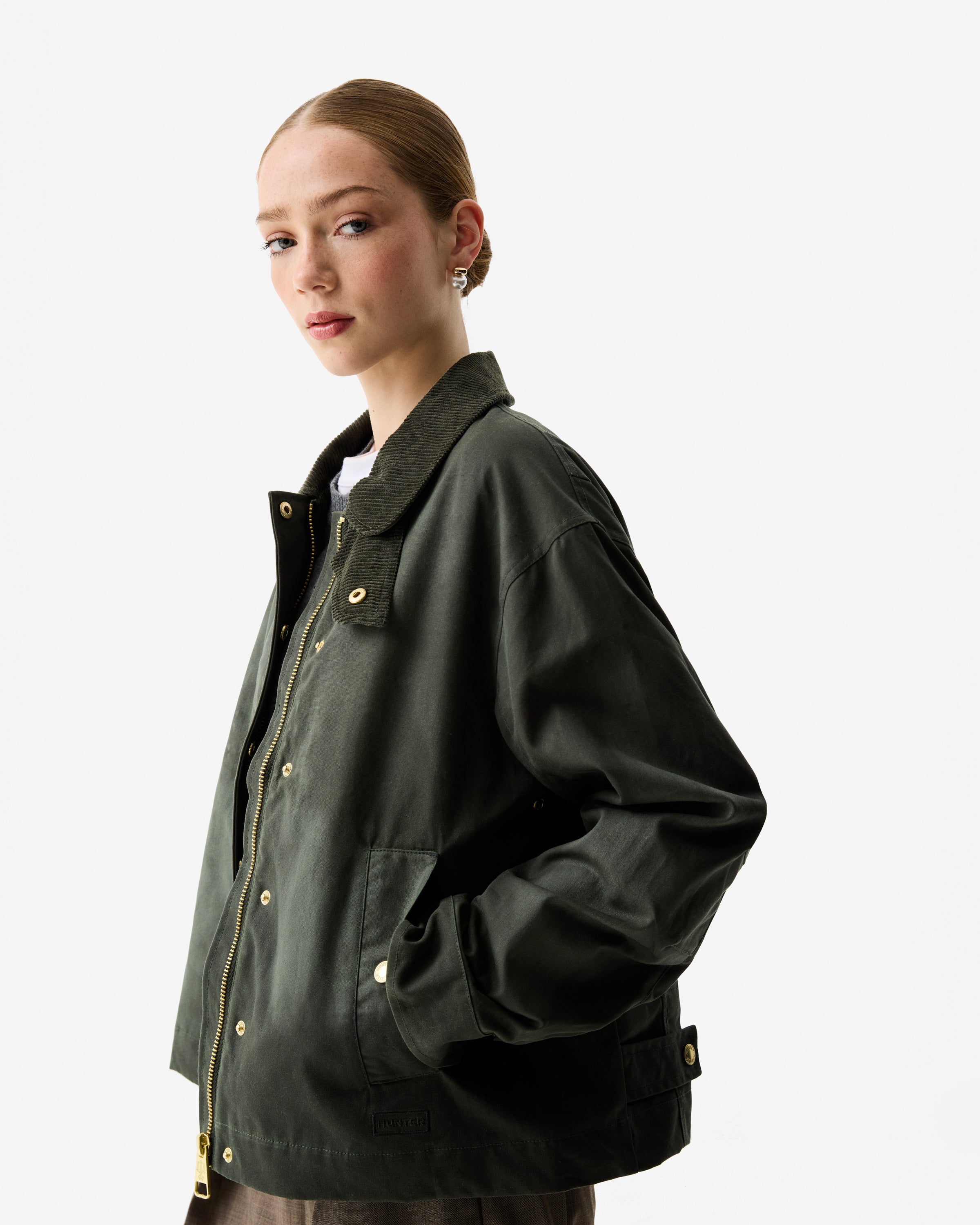 Women's Kambaba Green Leith Oversized Waxed Jacket – Hunter Boots UK