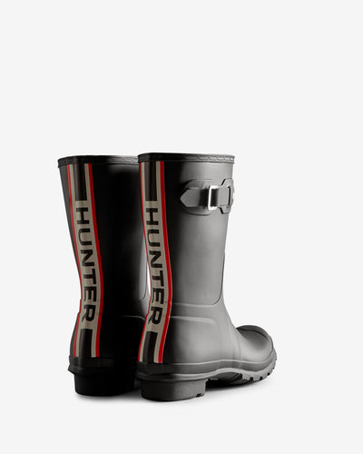 Women's Tri-Colour Logo Backstrap Short Wellington Boots