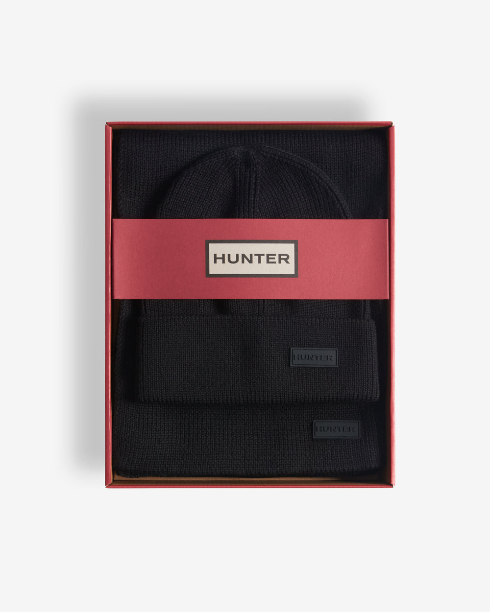 Unisex Black Arla Ribbed Cuff Beanie & Scarf Box Set