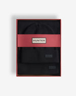 Unisex Black Arla Ribbed Cuff Beanie & Scarf Box Set