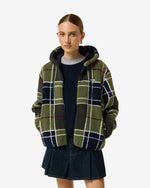 Women's Green Bonita Tartan Borg Fleece Jacket