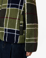 Women's Green Bonita Tartan Borg Fleece Jacket