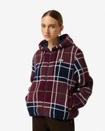 Women's Burgundy Bonita Tartan Borg Fleece Jacket