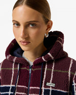 Women's Burgundy Bonita Tartan Borg Fleece Jacket