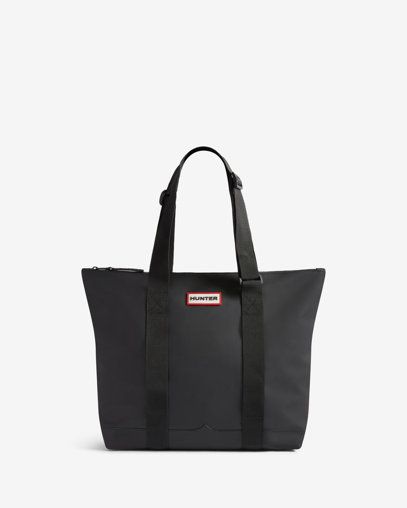 Displays the Black 'Hunter' branded Downpour Cullen Tote Bag