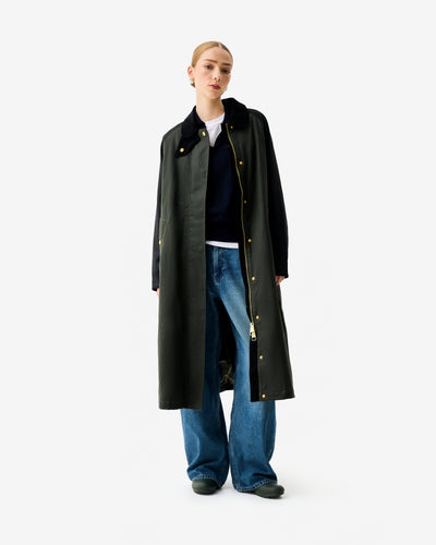 Harrow Patch Colour Block Long Waxed Jacket