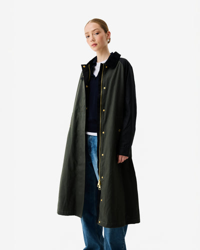 Harrow Patch Colour Block Long Waxed Jacket