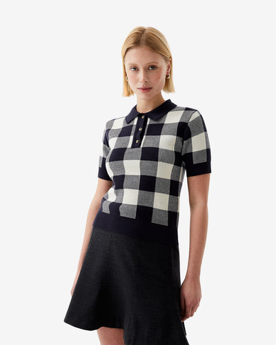 Women's Kindie Knit Gingham Polo Shirt