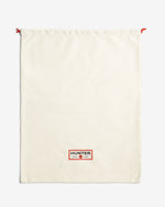 Beige drawstring bag with 'Hunter' logo on a white background