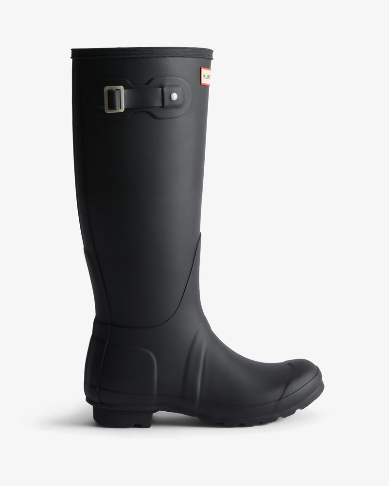 Displays the Black 'Hunter' branded Women's Lining Tall Wellington Boot