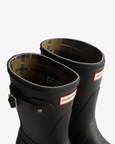 Women's Tartan Lining Short Wellington Boots