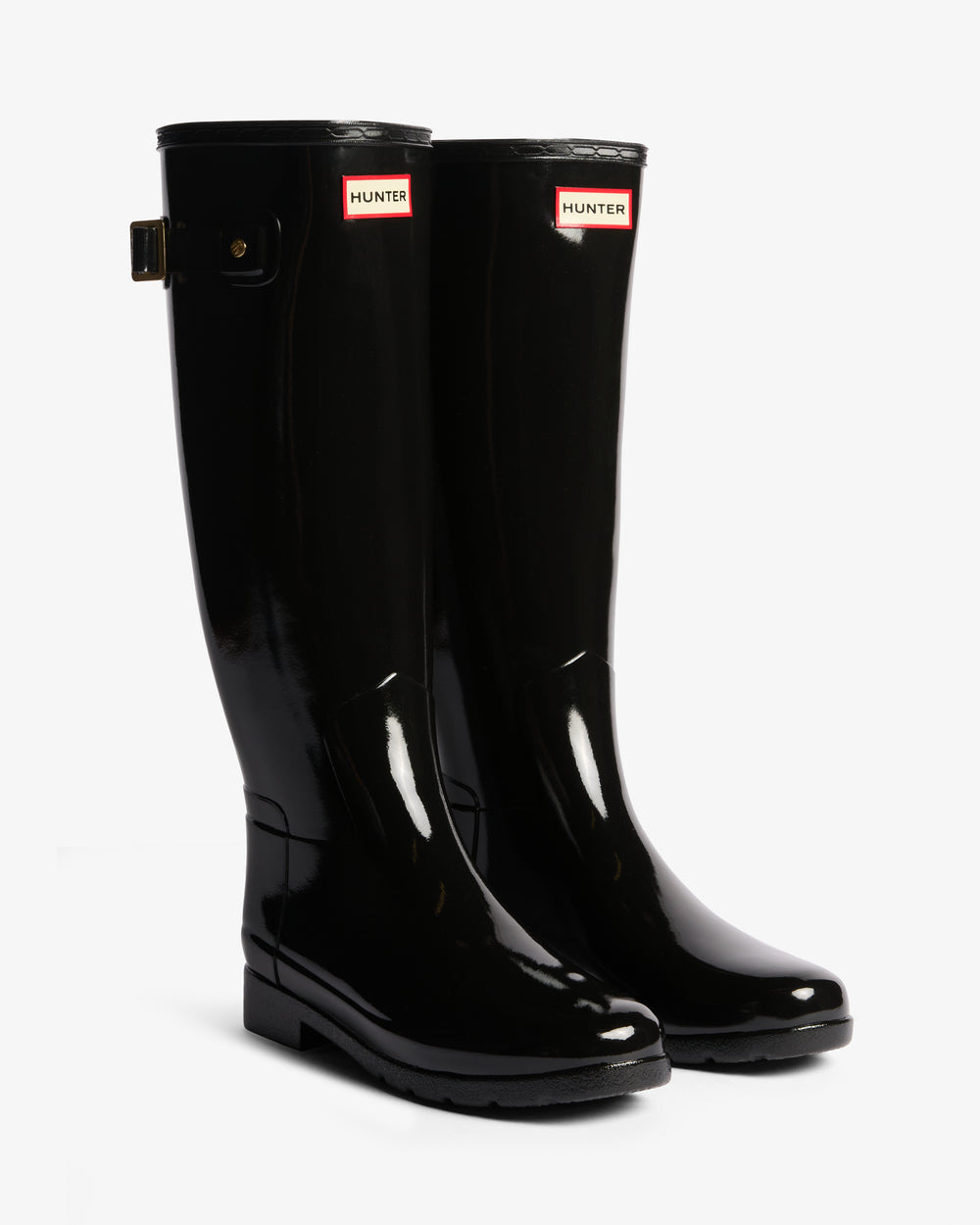 Women's Refined Slim Fit Gold Trim Tall Gloss Wellington Boot