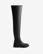 Displays the Black 'Hunter' branded Women's Downpour Wader Tall Wellington Boot