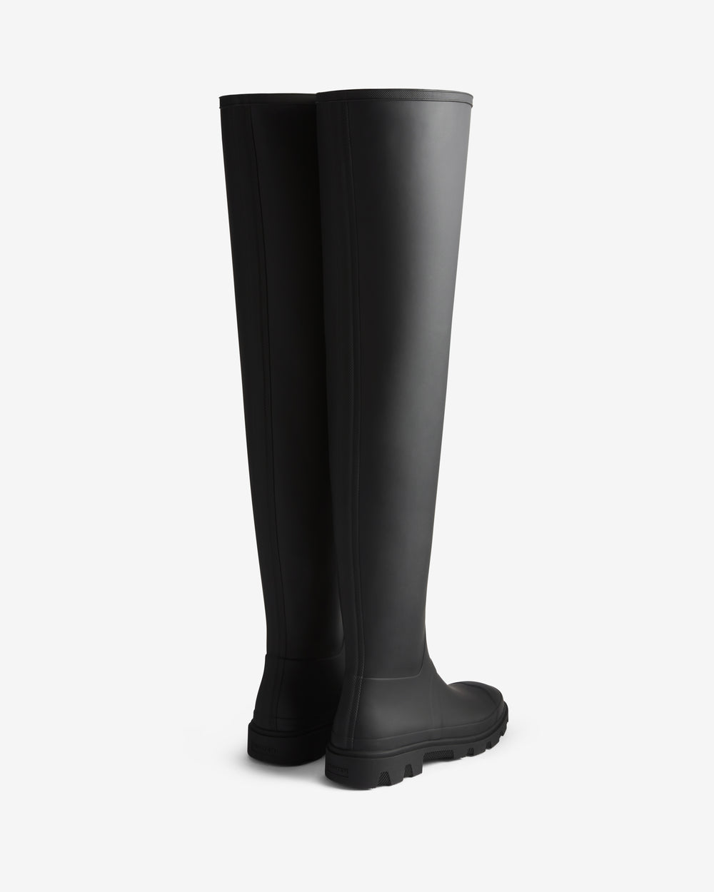 Displays a pair of the Black 'Hunter' branded Women's Downpour Wader Tall Wellington Boots