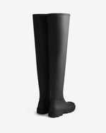 Displays a pair of the Black 'Hunter' branded Women's Downpour Wader Tall Wellington Boots