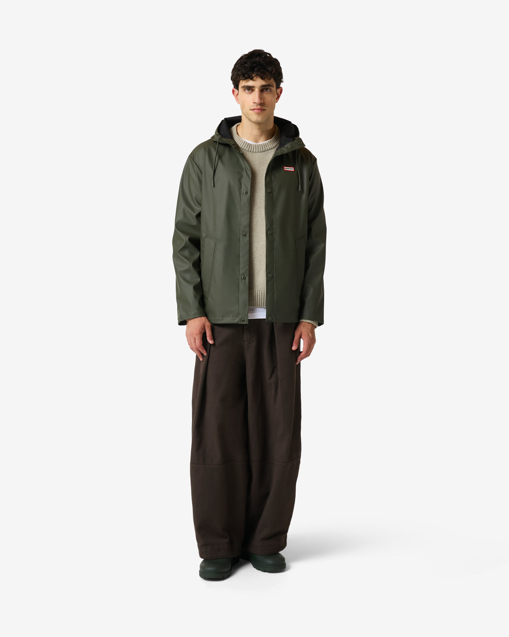 Unisex Kambaba Green Downpour Izzy PU Hooded Jacket