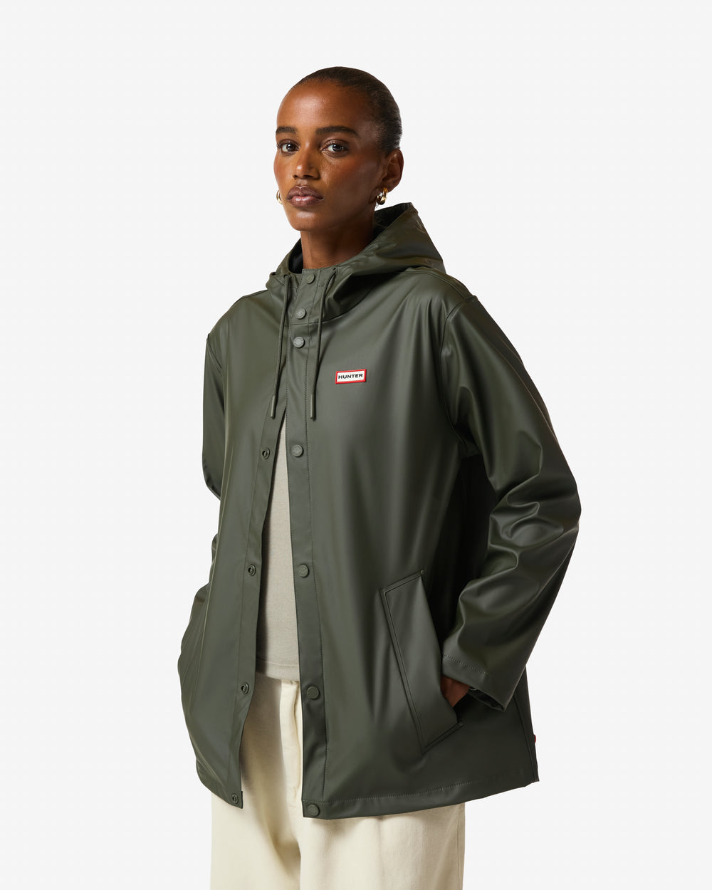 Unisex Kambaba Green Downpour Izzy PU Hooded Jacket