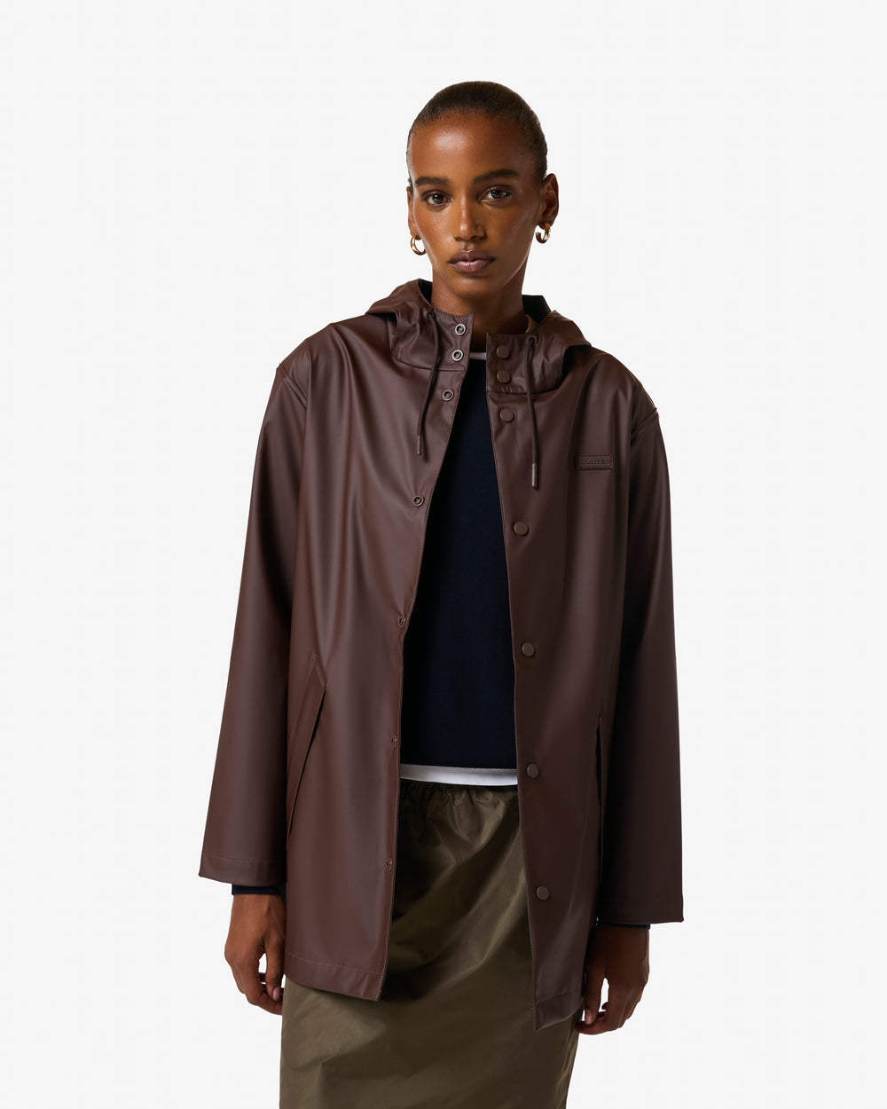 Unisex Chocolate Brown Downpour Andrea PU Rain Coat