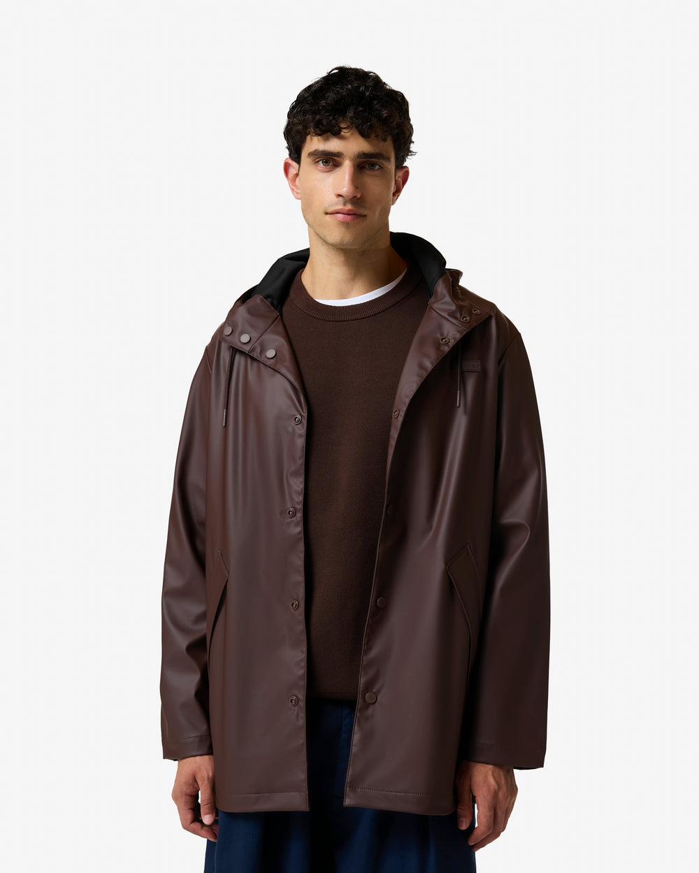 Unisex Chocolate Brown Downpour Andrea PU Rain Coat