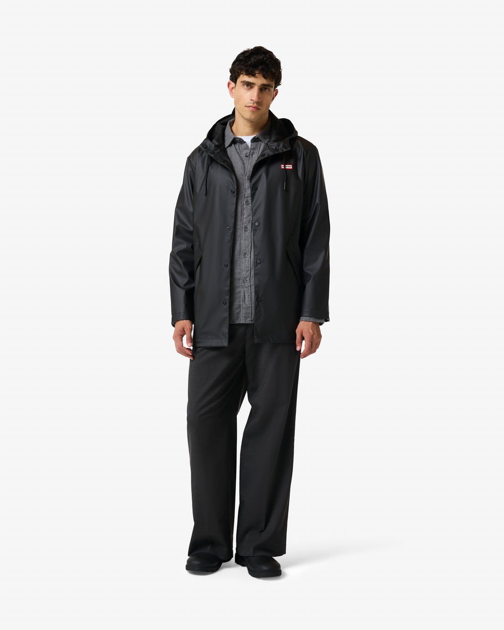 Unisex Black Downpour Jo PU Rain Parka