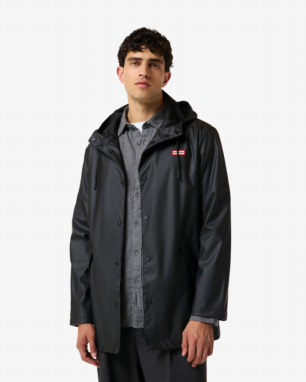 Unisex Black Downpour Jo PU Rain Parka