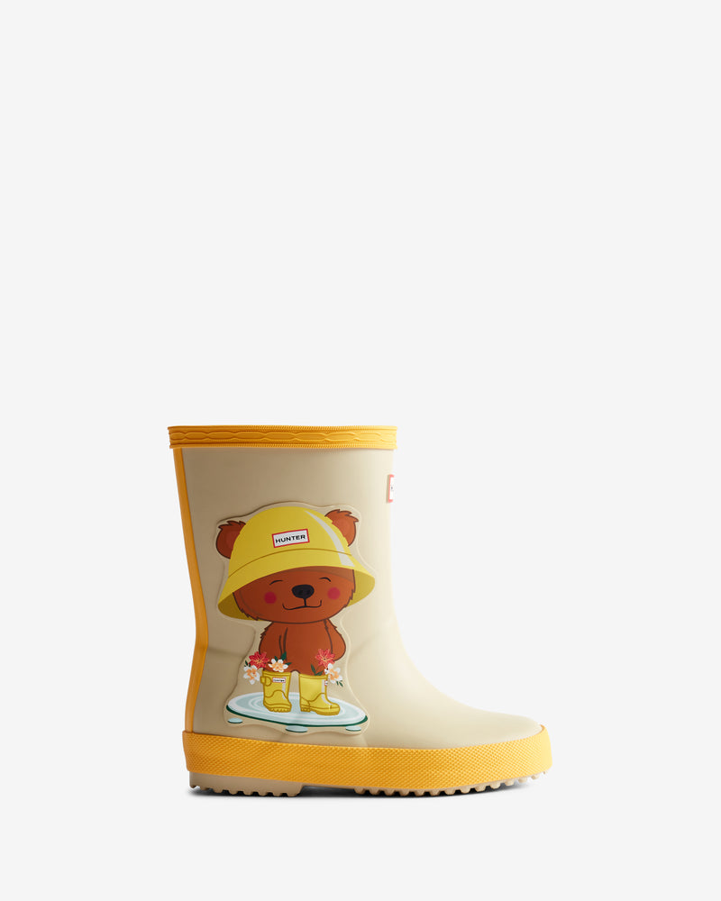Displays the Kids bear print 'Hunter' branded Original Wellington Boot