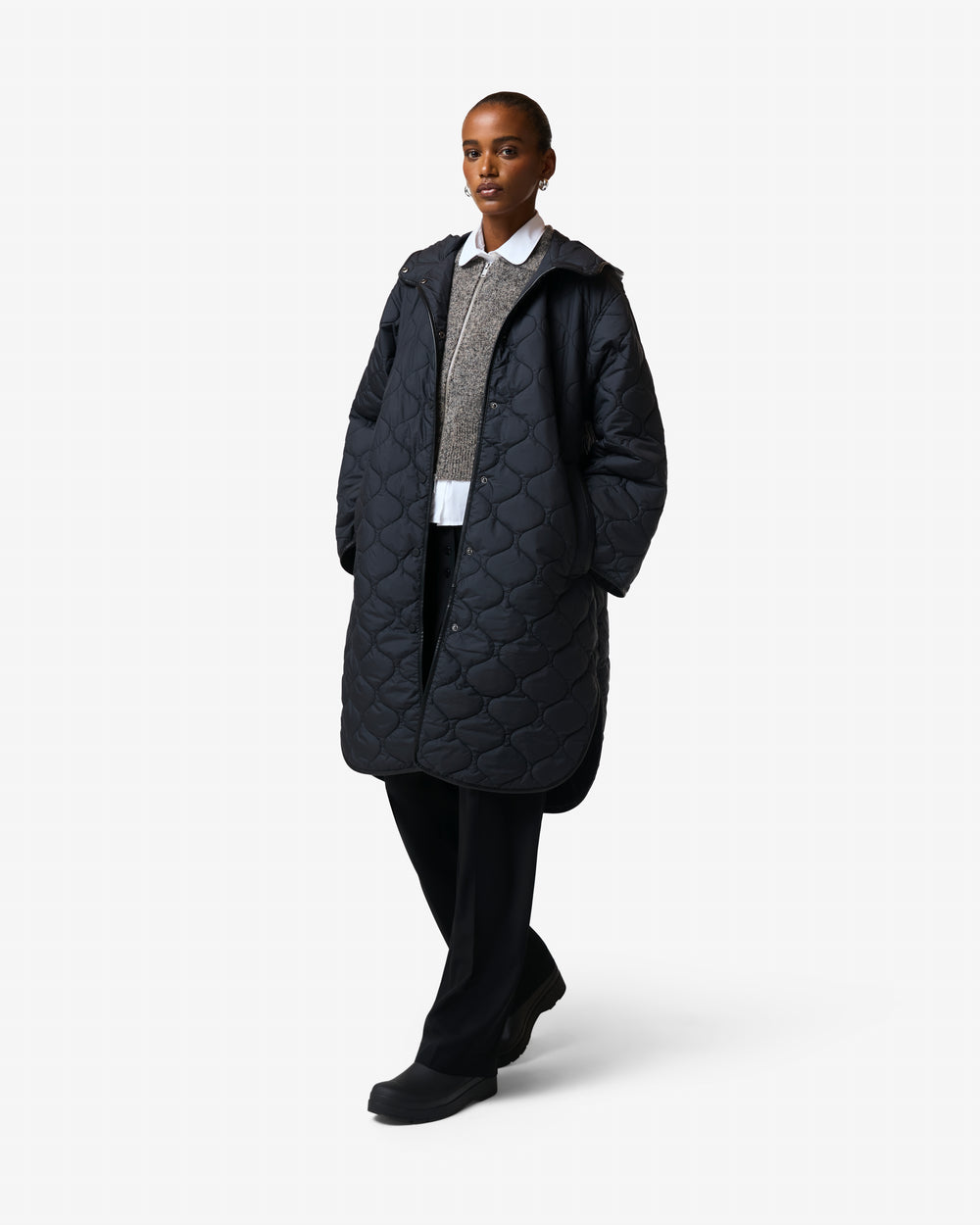 Women's Black Lyne Quilted Parka