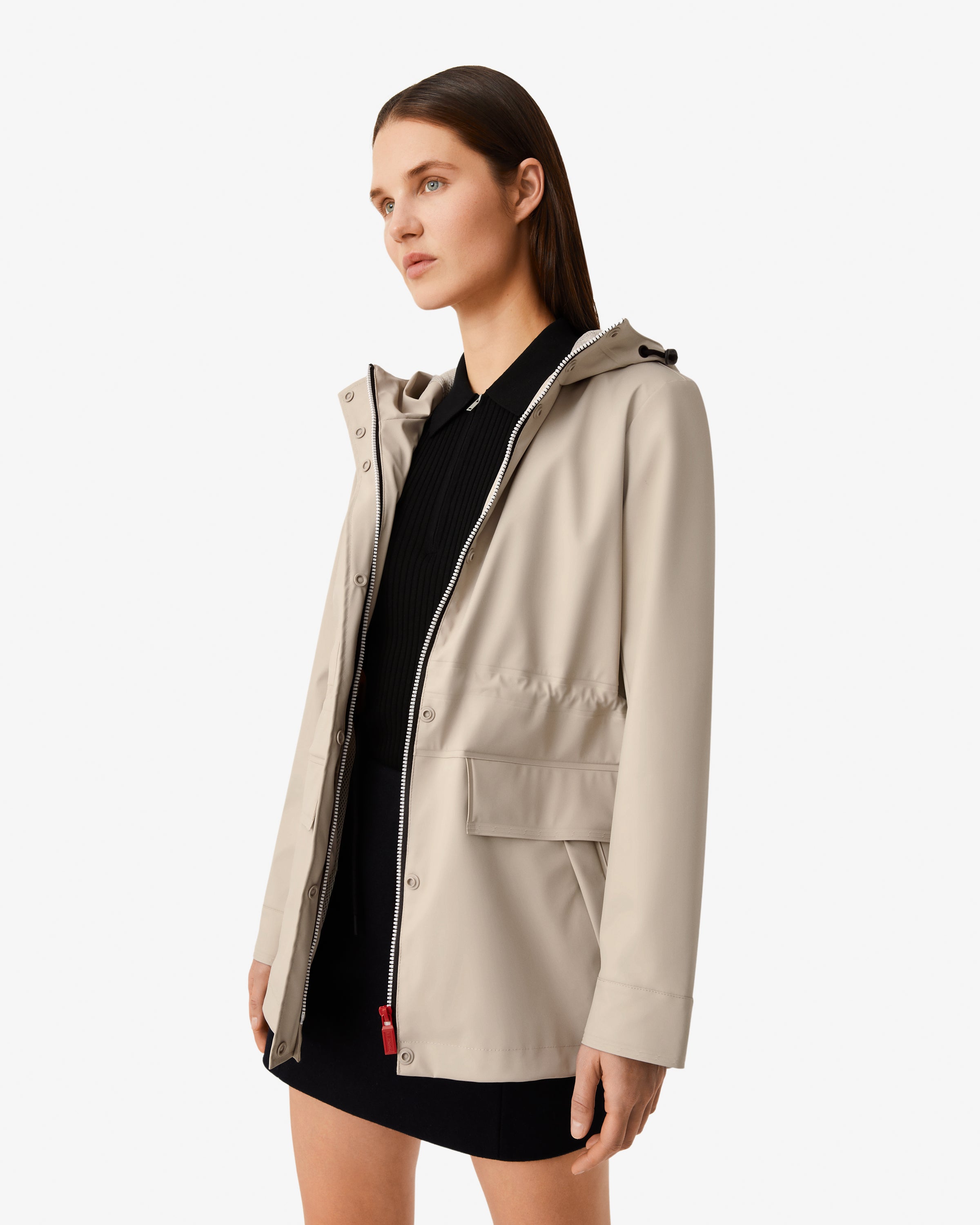 Ladies cream cheap rain jacket