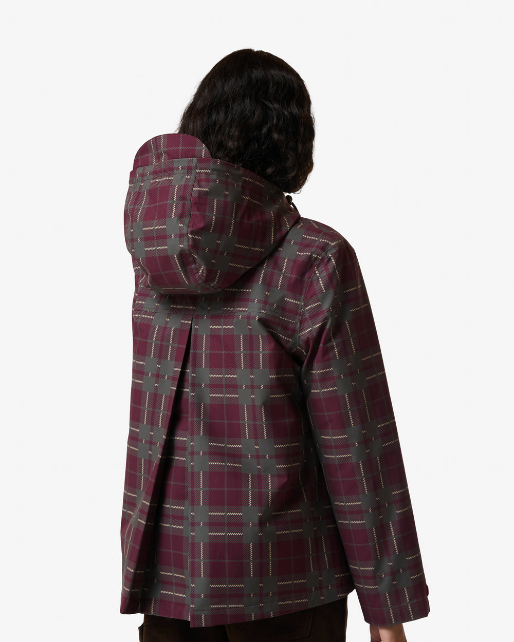Displays a model wearing the Port Royale 'Hunter' branded Women's Original Waterproof Tartan Jacket