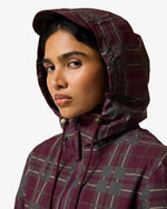 Displays a model wearing the Port Royale 'Hunter' branded Women's Original Waterproof Tartan Jacket