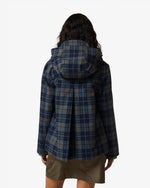 Displays a model wearing the kambaba 'Hunter' branded Women's Original Waterproof Tartan Jacket