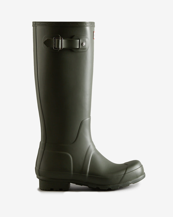 Displays the dark olive 'Hunter' branded Men's Original Tall Wellington Boot