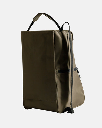 Displays the Dark Olive 'Hunter' branded Westray Tall Boot Bag