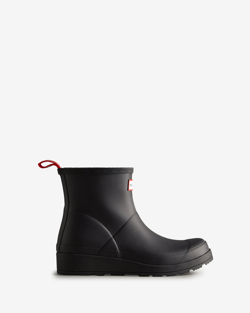 Displays the Black 'Hunter' branded Women's Play Short Wellington Boot