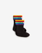 Kids Recycled Rainbow Stripe Cuff Boot Socks