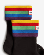 Kids Recycled Rainbow Stripe Cuff Boot Socks