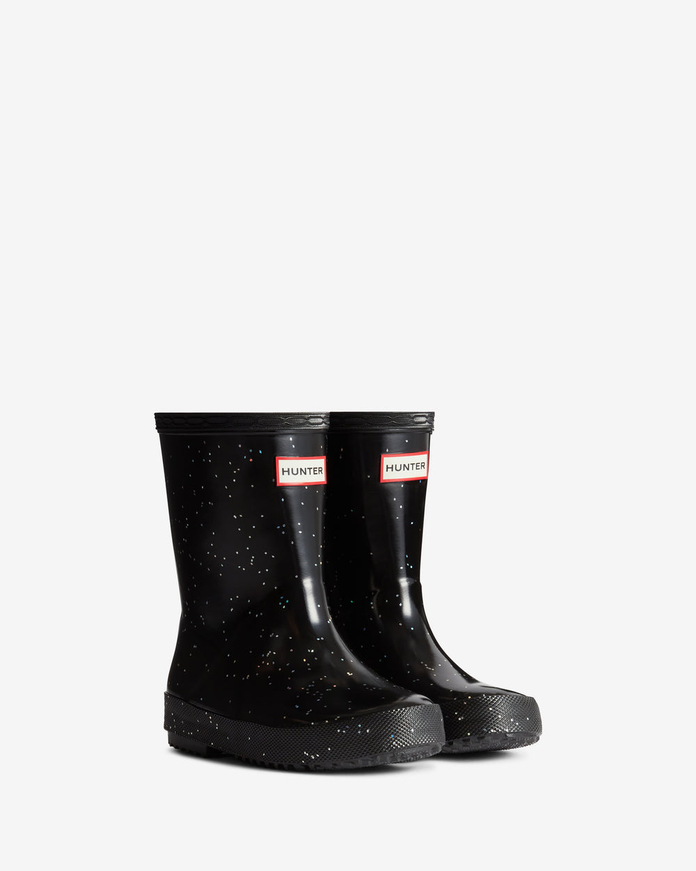 Hunter Wellies Black Glitter Rain Boots Kids First (18 Months-8