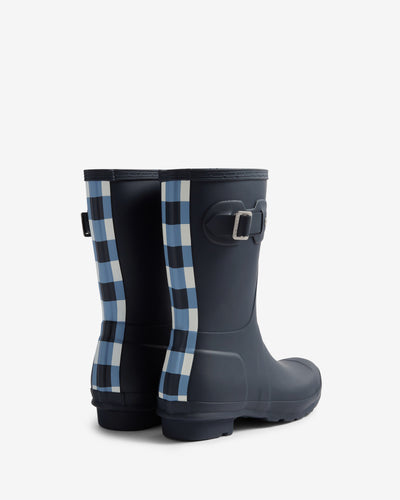 Women's Gingham Backstrap Short Wellington Boots