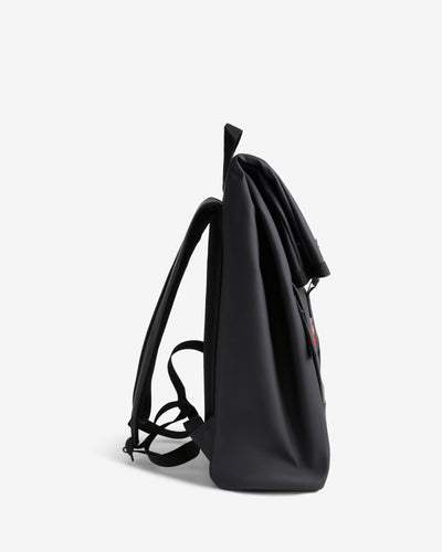 Unisex Black Pentallen Roll Top Clip Backpack