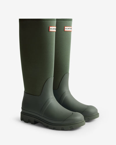 Unisex Dark Olive Downpour Neoprene Leg Wellington Boot
