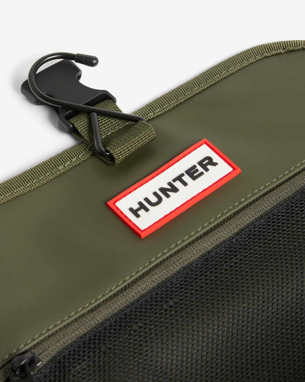 Displays the Dark Olive 'Hunter' branded Unisex Utile Travel Bag