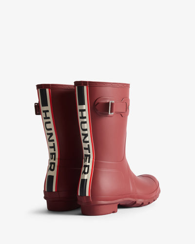 Women's Tri-Colour Logo Backstrap Short Wellington Boots