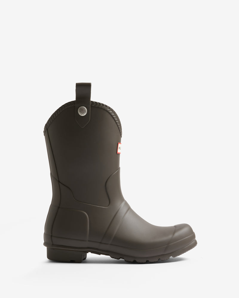 Displays the Chocolate Brown 'Hunter' branded Women's Original Cowboy Wellington Boot