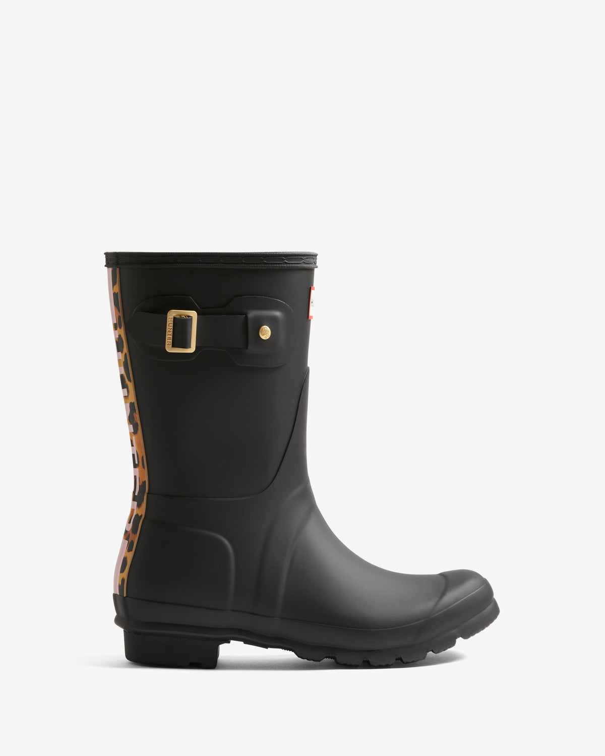 Leopard Print Backstrap Short Wellington Boot