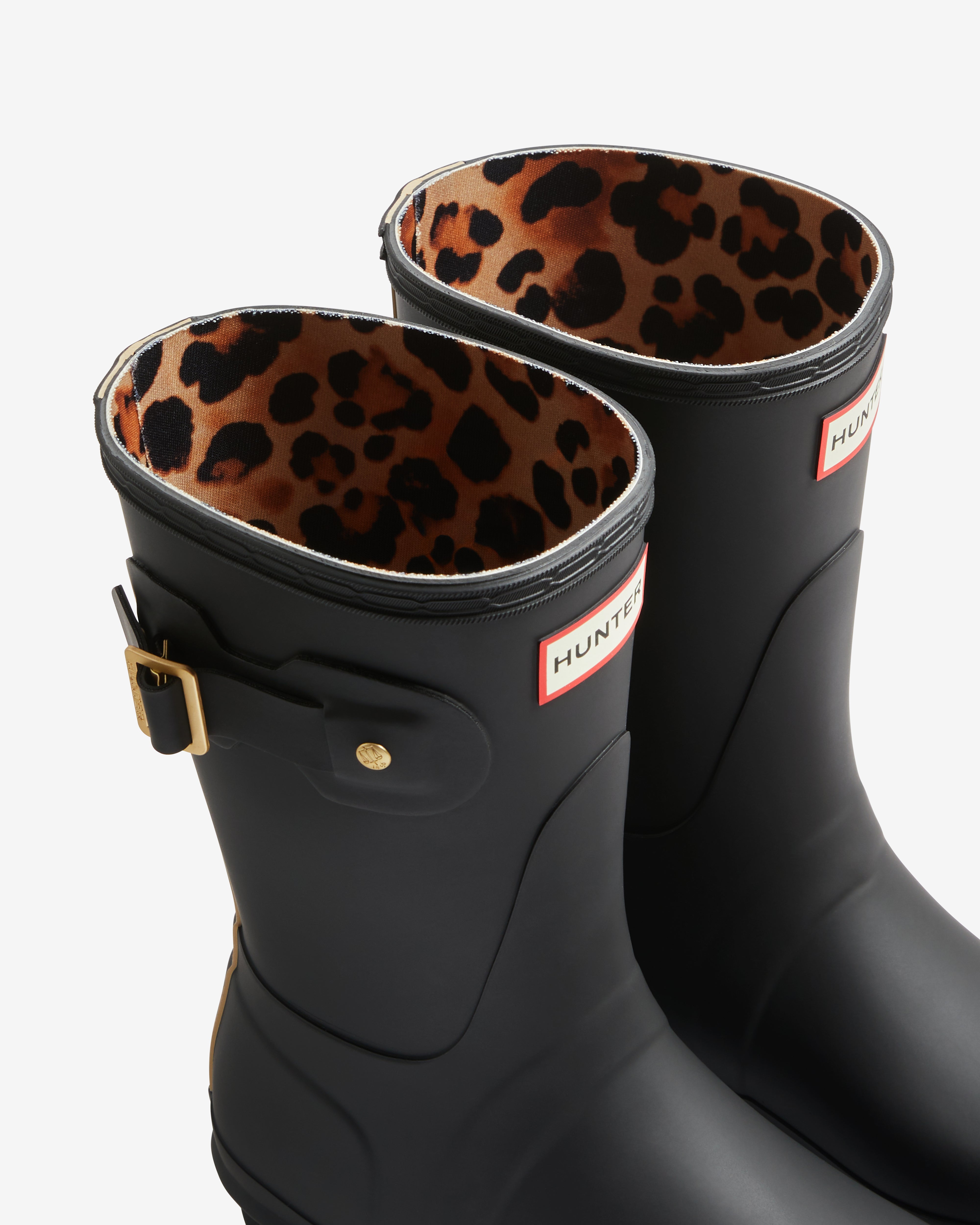 WOMENS ORIGINAL SHORT LEOPARD BACKSTRAP BOOT – Hunter Boots UK