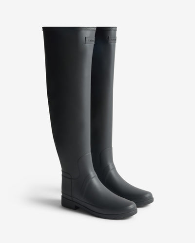 Women's Black Refined Over The Knee Wellington Boot