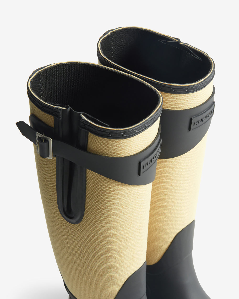 Women's Black Refined Tall Canvas Wellington Boot