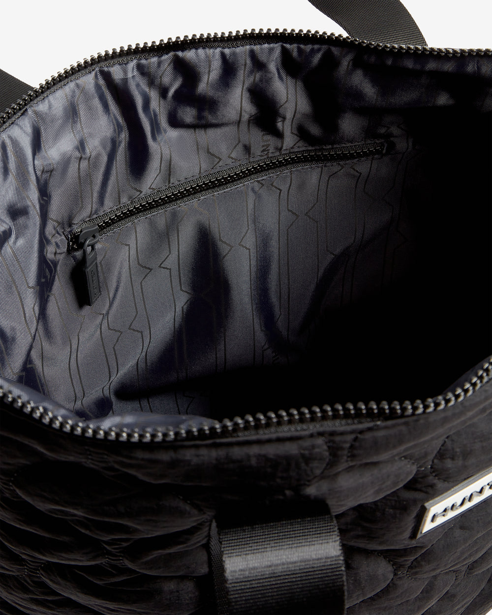 Displays the Black Adair 'Hunter' branded Quilted Tote Bag