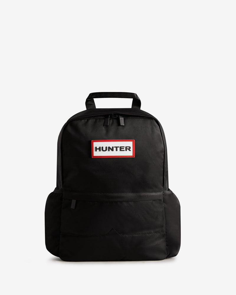 Displays the Black 'Hunter' branded Nylon Backpack