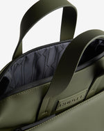 Displays the Green Islay 'Hunter' branded Pu Commuter Backpack